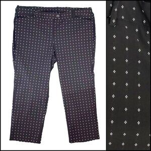 Lane Bryant Ankle Dress Career Pant Polka Dot Stretch Pockets B&W Plus Sz 26P
